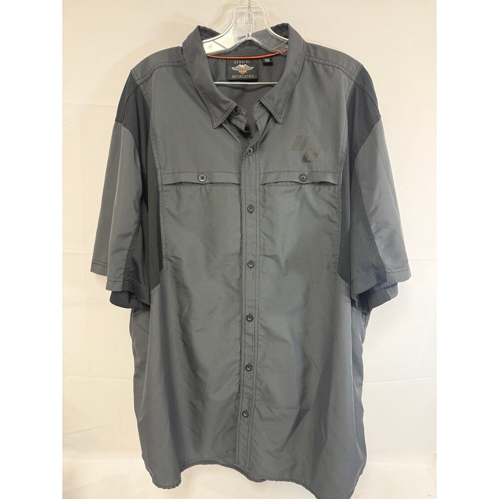 Harley-Davidson Men's Gray Short Sleeve Button Front Shirt Size 3XL